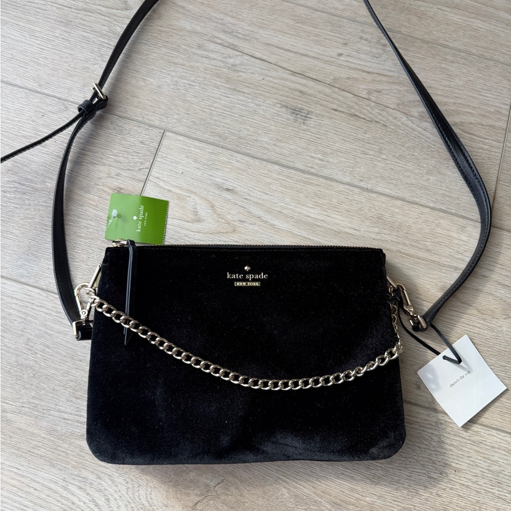 Kate Spade Black Velvet Crossbody Bag